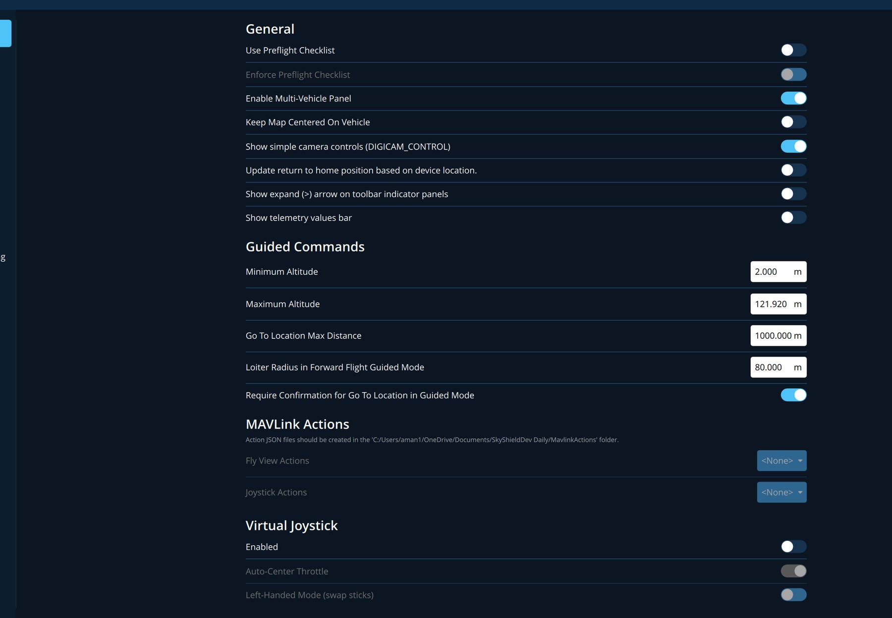 Fly View settings 1