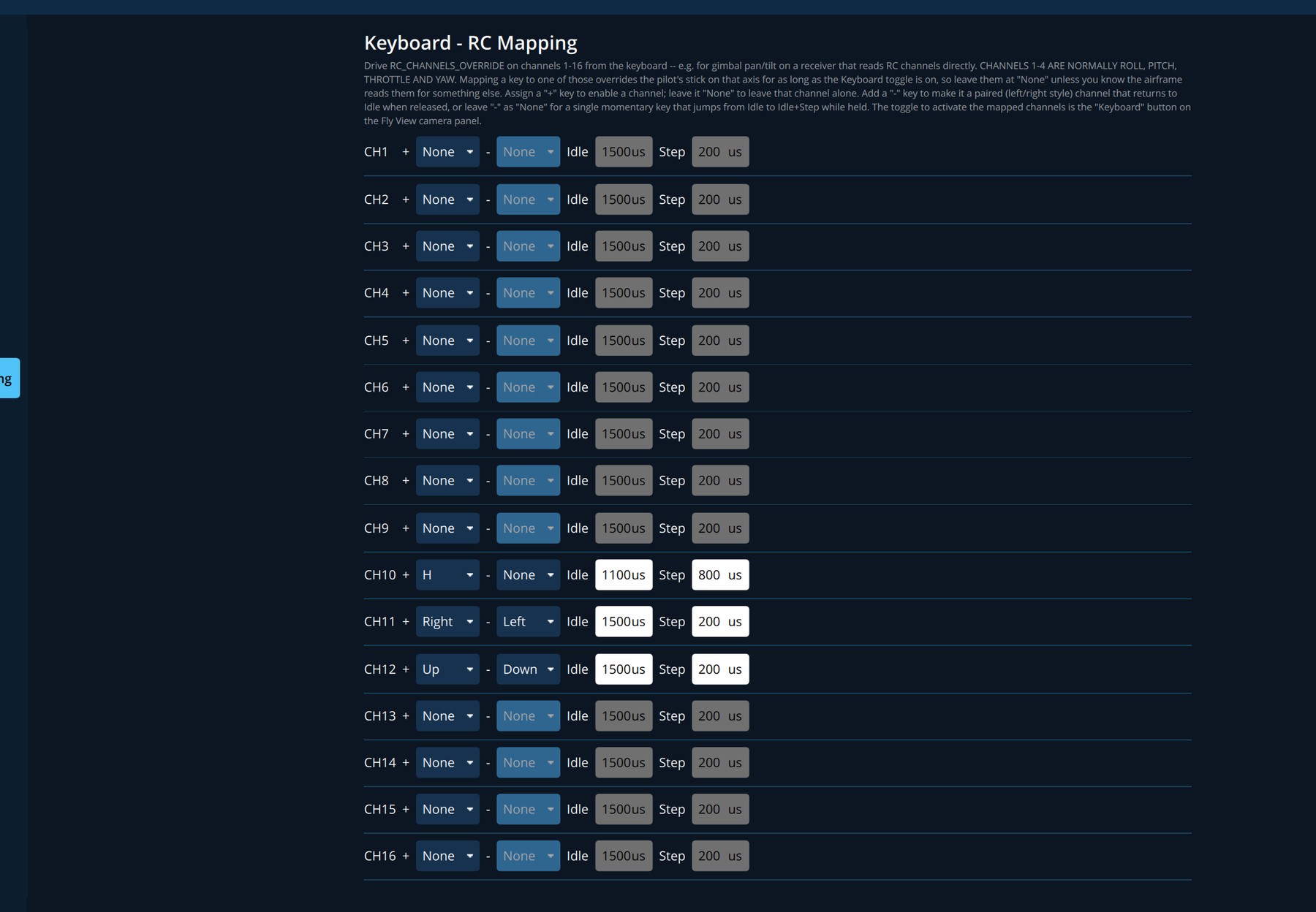 Keyboard RC mapping