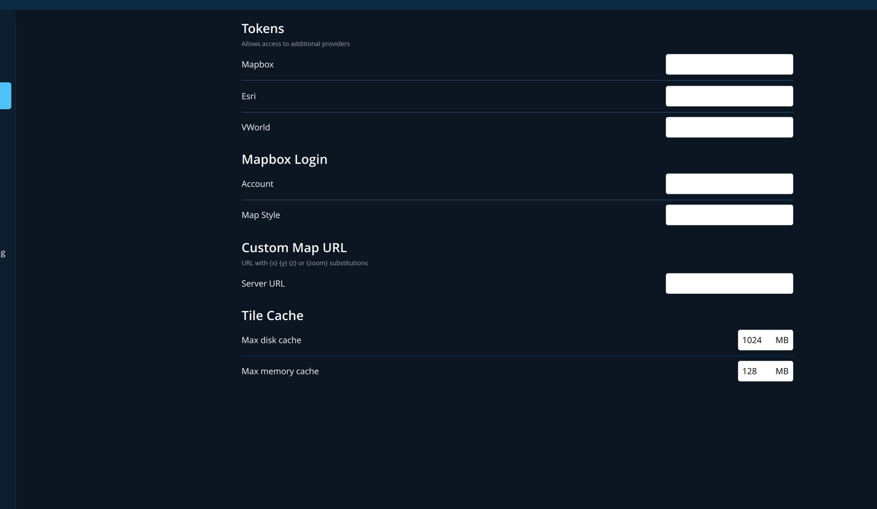 Advanced maps settings