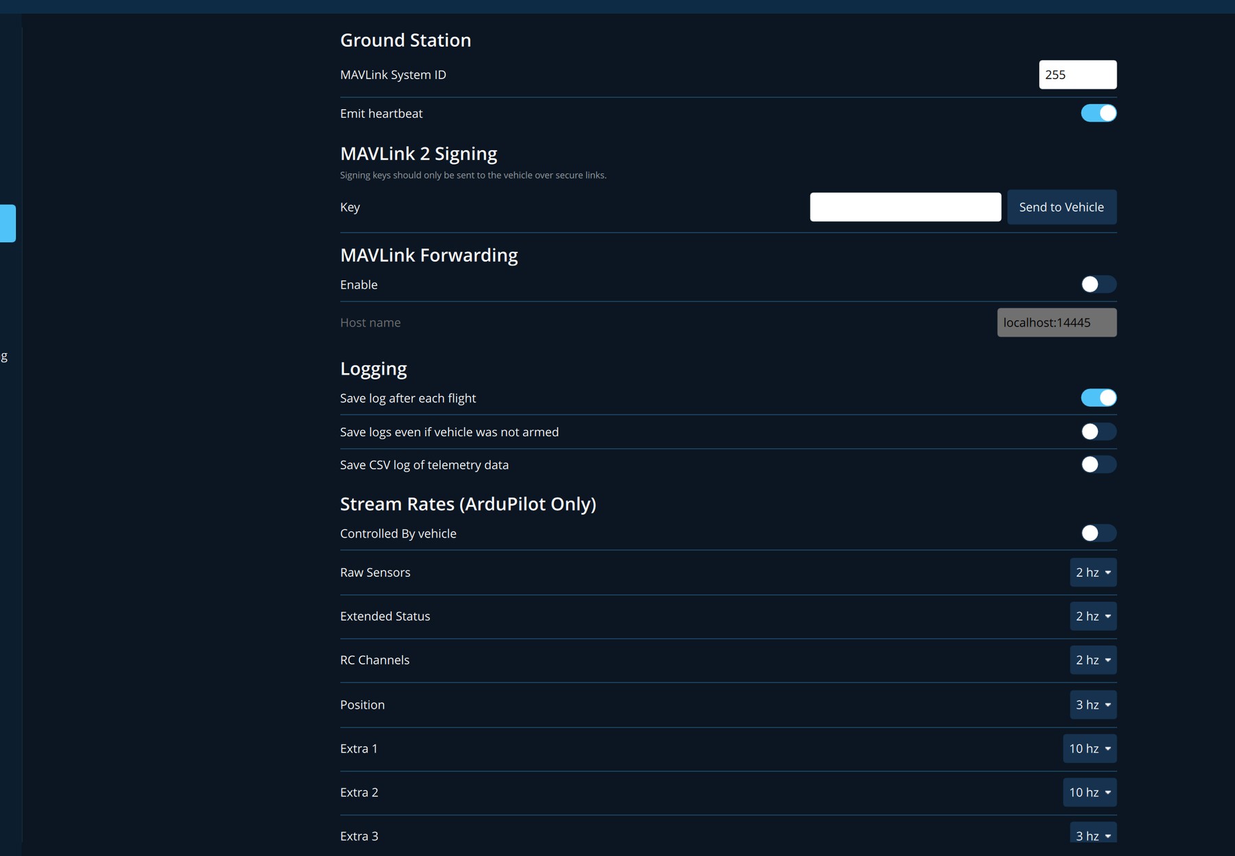 Telemetry settings
