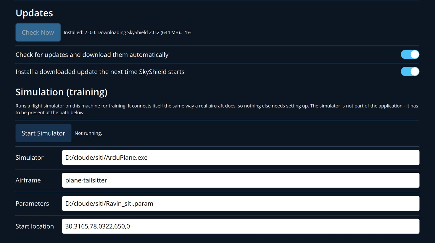 Simulation settings